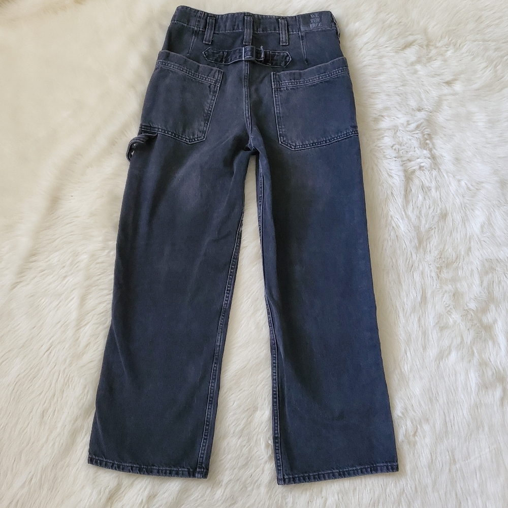 Free People Major Leagues Black Wide Leg Cuff Jeans Size 26 - Picture 8 of 15